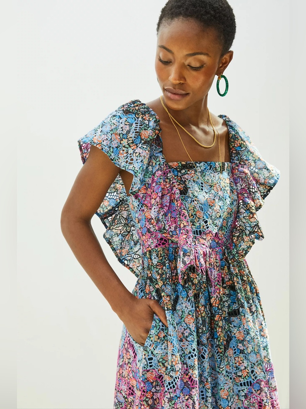 ANTHROPOLOGIE Clementina Eyelet Maxi Dress - Picture 3 of 11